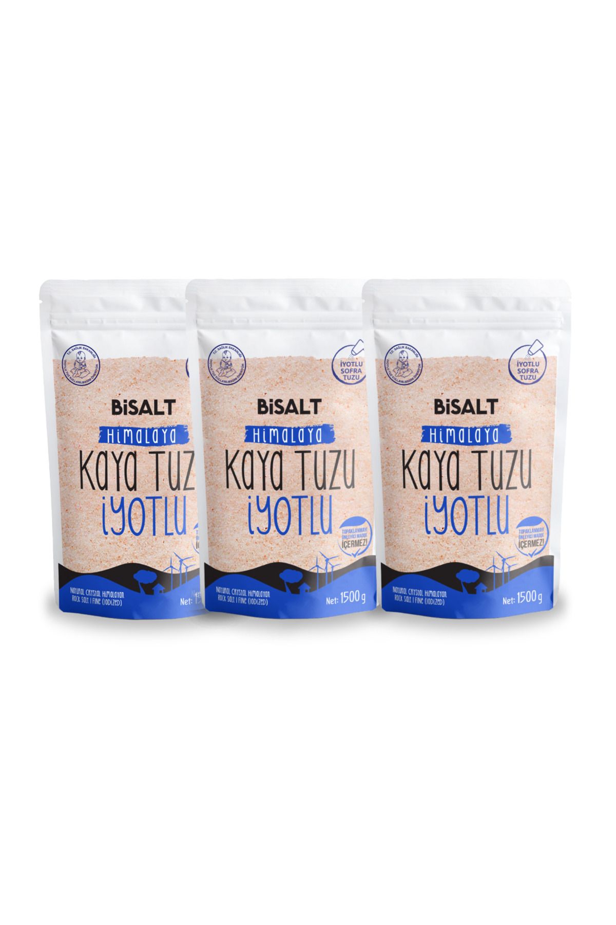 Bisalt Himalaya Kaya Tuzu İnce İyotlu 3 X 1500 G (3'LÜ AVANTAJ PAKETİ)