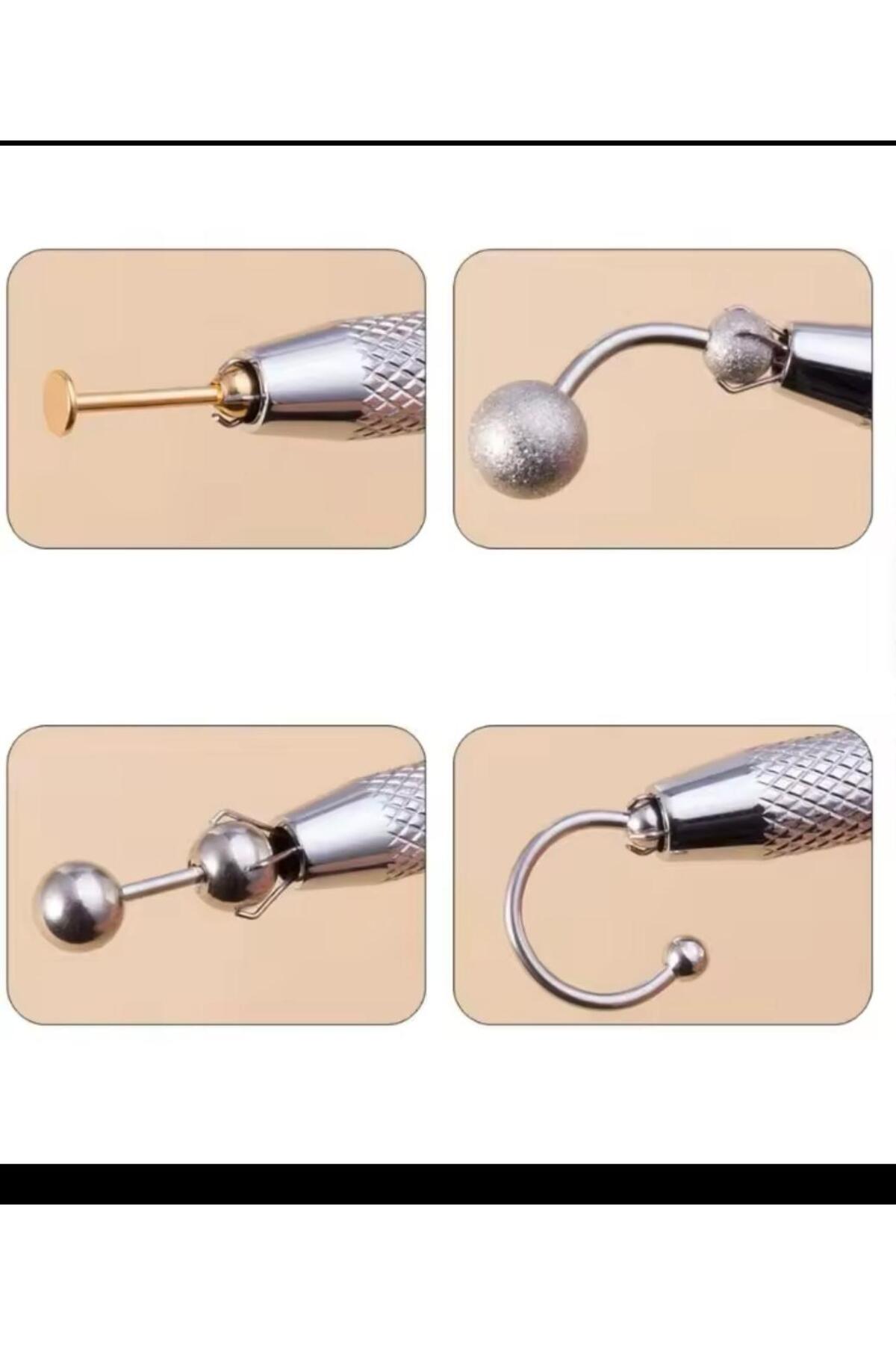 Arescollection çelik , piercing top tutucu,piercing topu kolay takma çıkarma aparatı. görsel 4