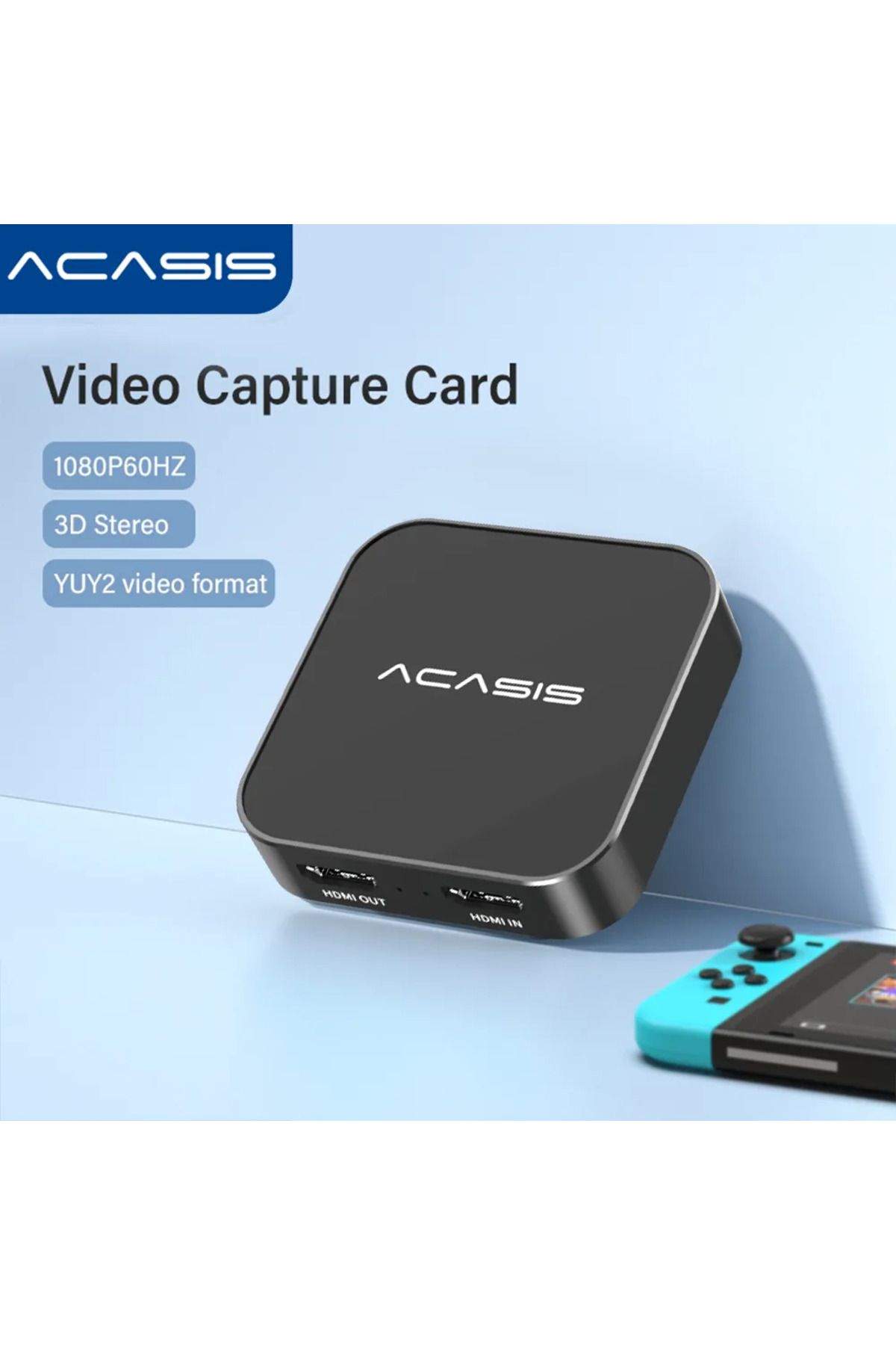 Acasis 4K 30Hz, 1080P 60Hz Kayıt Cihazı, HDMI In & Out, 1080P 60Hz Type-C/YUY2/Binaural,