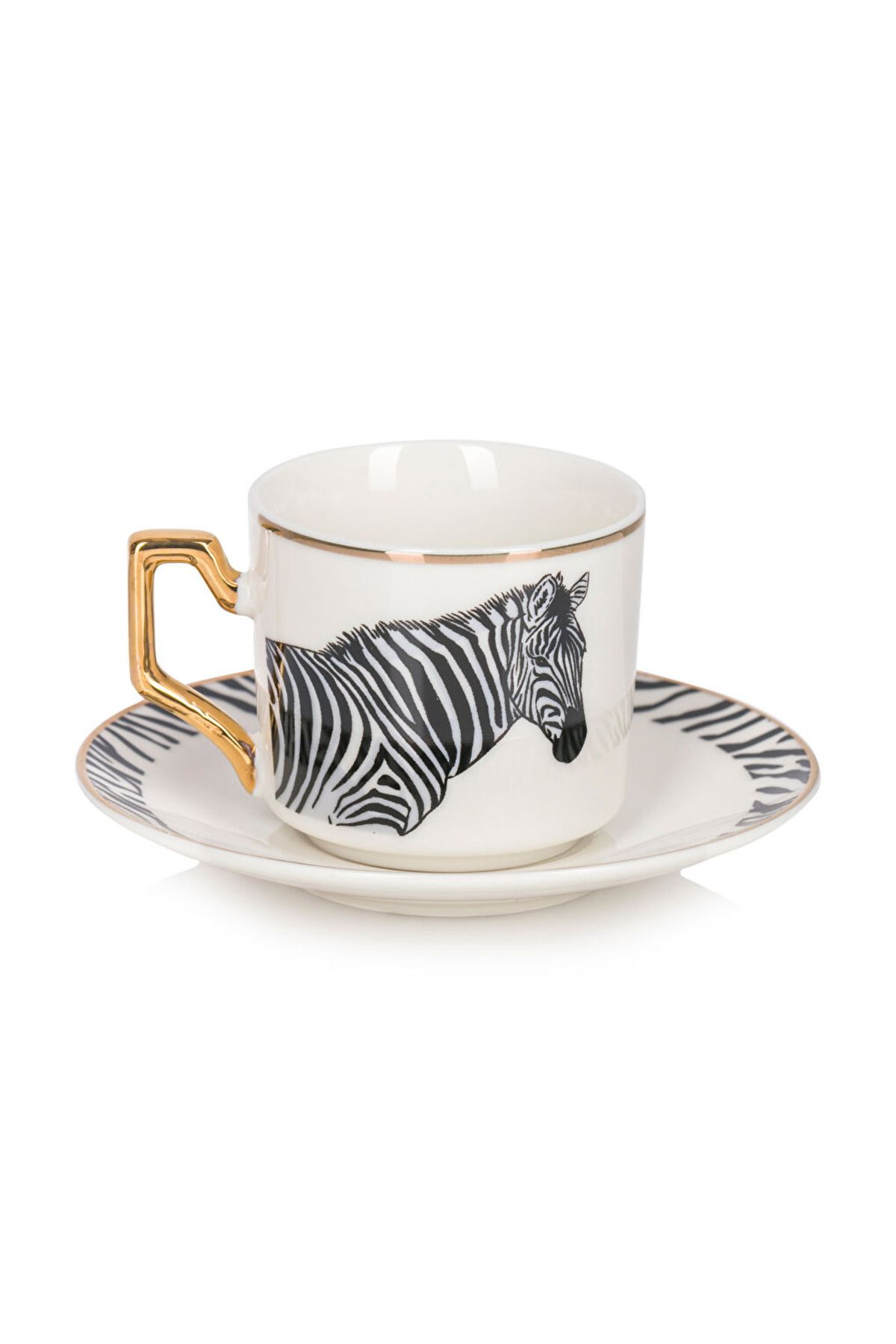 LC Waikiki-Black Zebra Printed Porcelain Coffee Cup Set for 2 Persons 90 ml 5