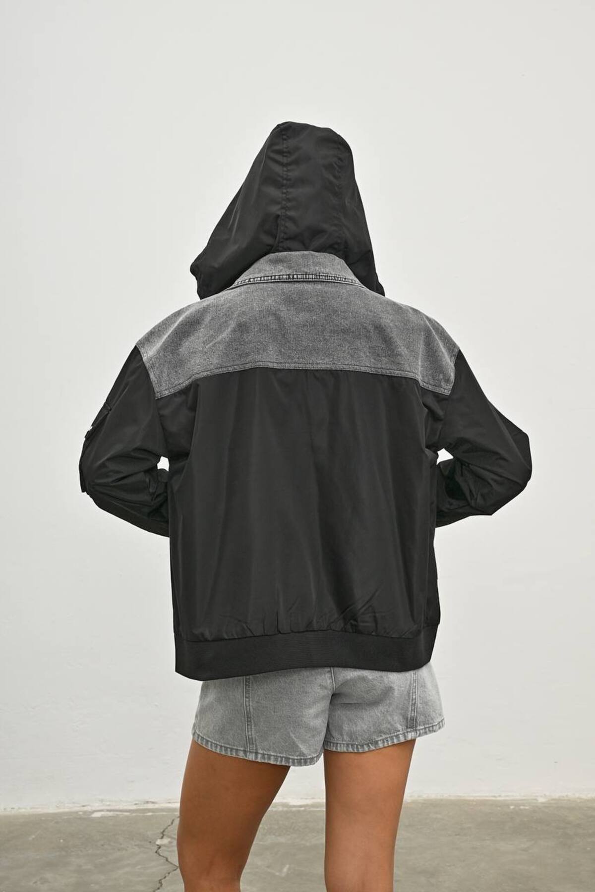 İLKCET MODA  Mix Kadın Oversize Kot Yağmurluk - Görsel 3