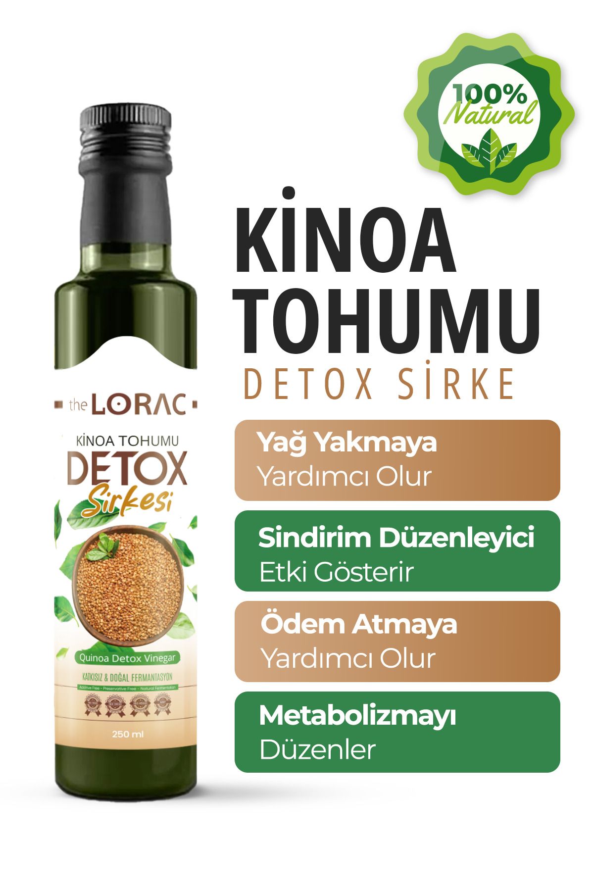 Doğal Ananaslı Kinoalı Detox Sirkesi