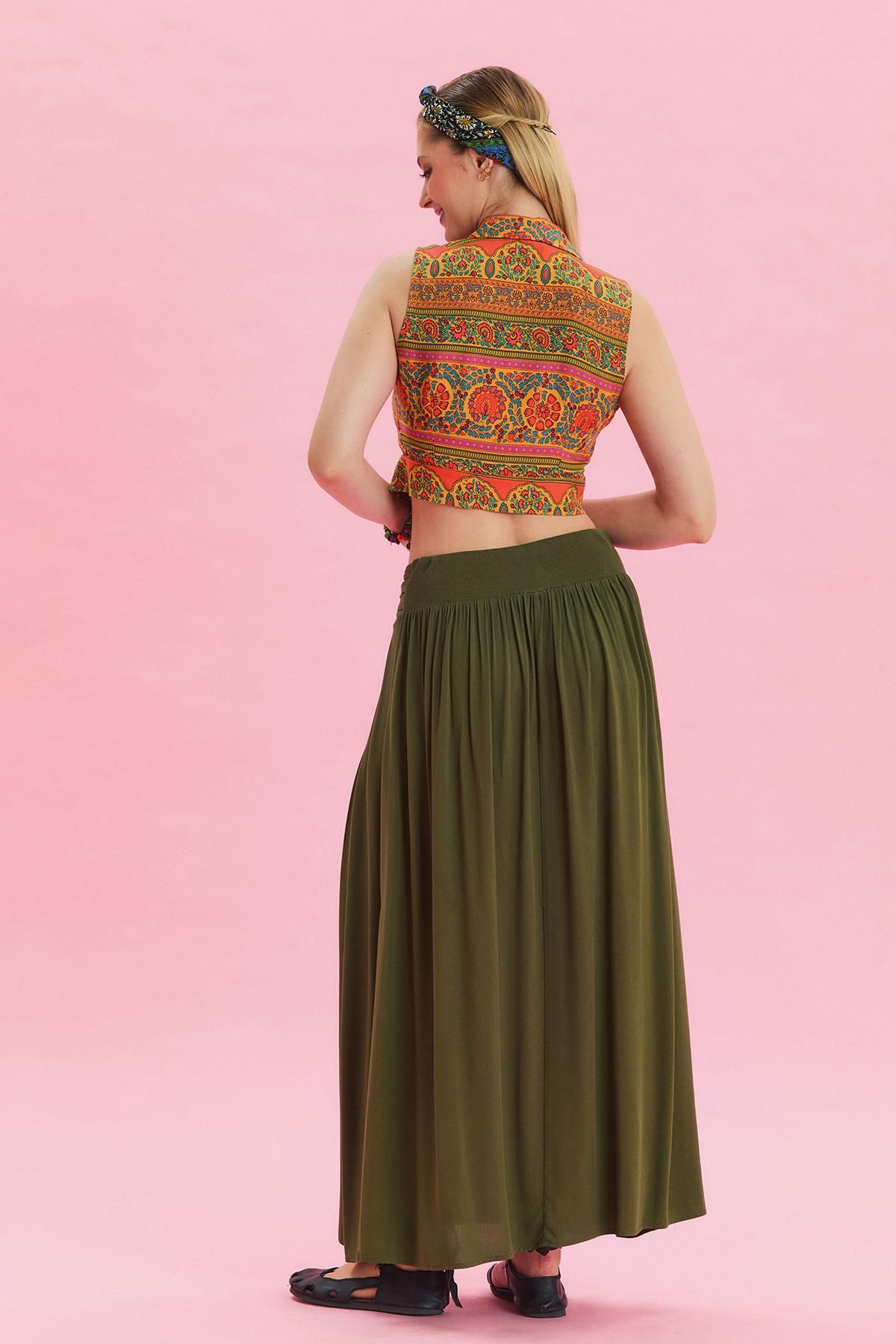 Los banditos-Authentic Skirt with Elastic Waist and Drape Detail 7