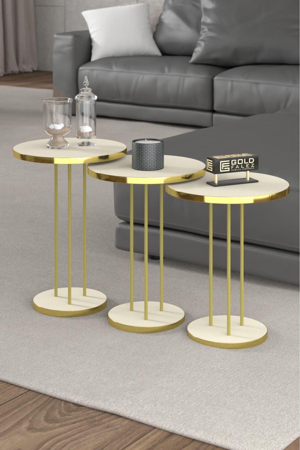 pazarella Zigon Sehpa Terra Gold Krem