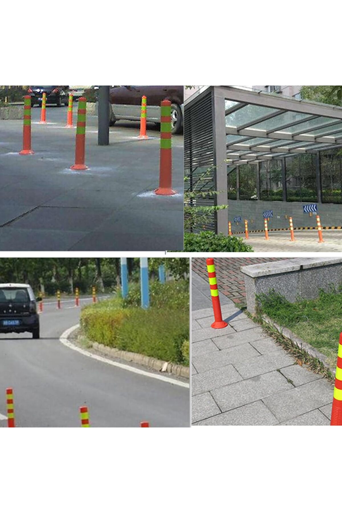 4 قطعة من عامود سلامة مرور قابل للطي بارتفاع 72 سم مع شريط عاكس | أعمدة  والحواجز الأمنية