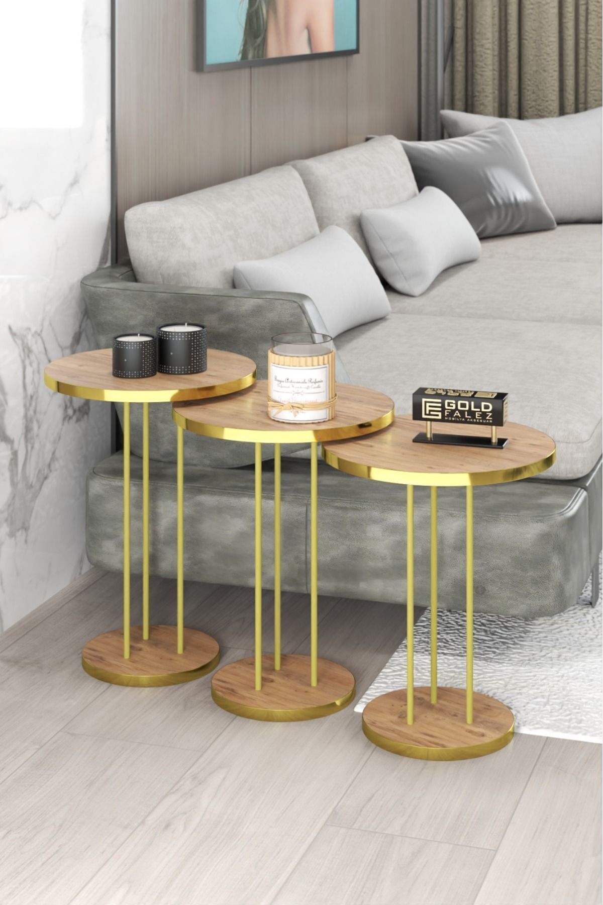 pazarella Zigon Sehpa Terra Gold Ceviz