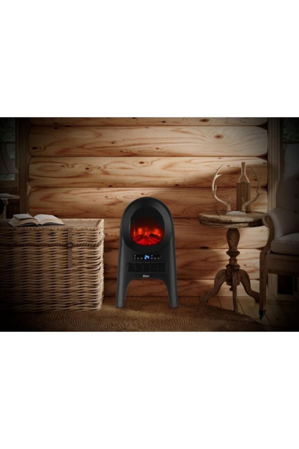 Zilan-Aeroterma ceramica tip semineu Zilan ZLN5664 Neagra, cu animatie, telecomanda, putere 2000W 2
