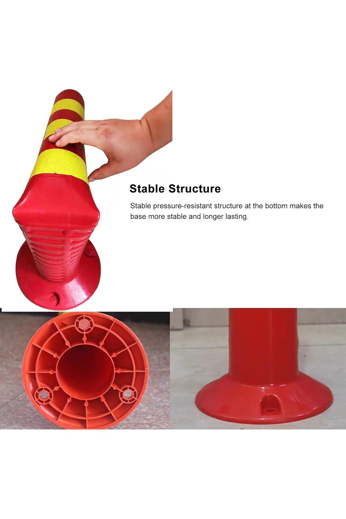 4 قطعة من عامود سلامة مرور قابل للطي بارتفاع 72 سم مع شريط عاكس | أعمدة  والحواجز الأمنية