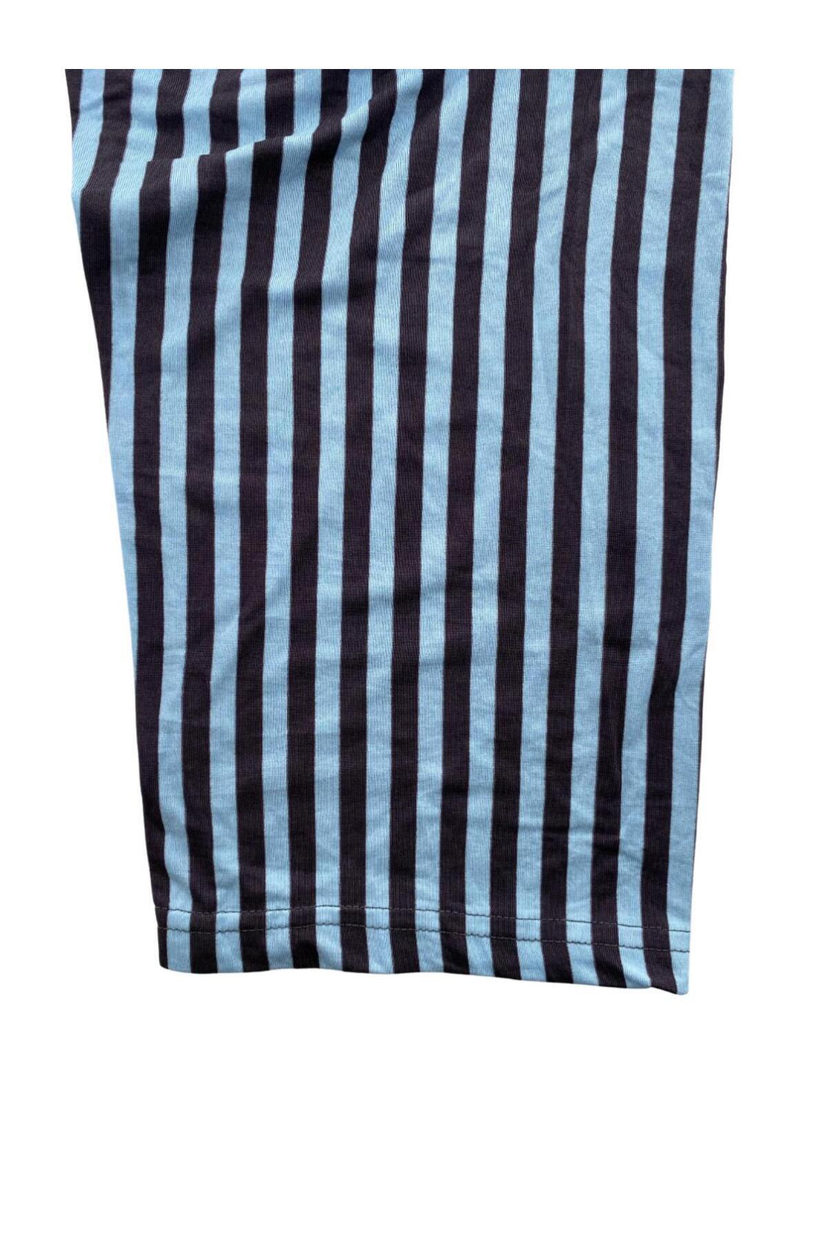 DoDe Flora-Women's Thick Striped Anthracite Pajama Bottom Milan-10500 4