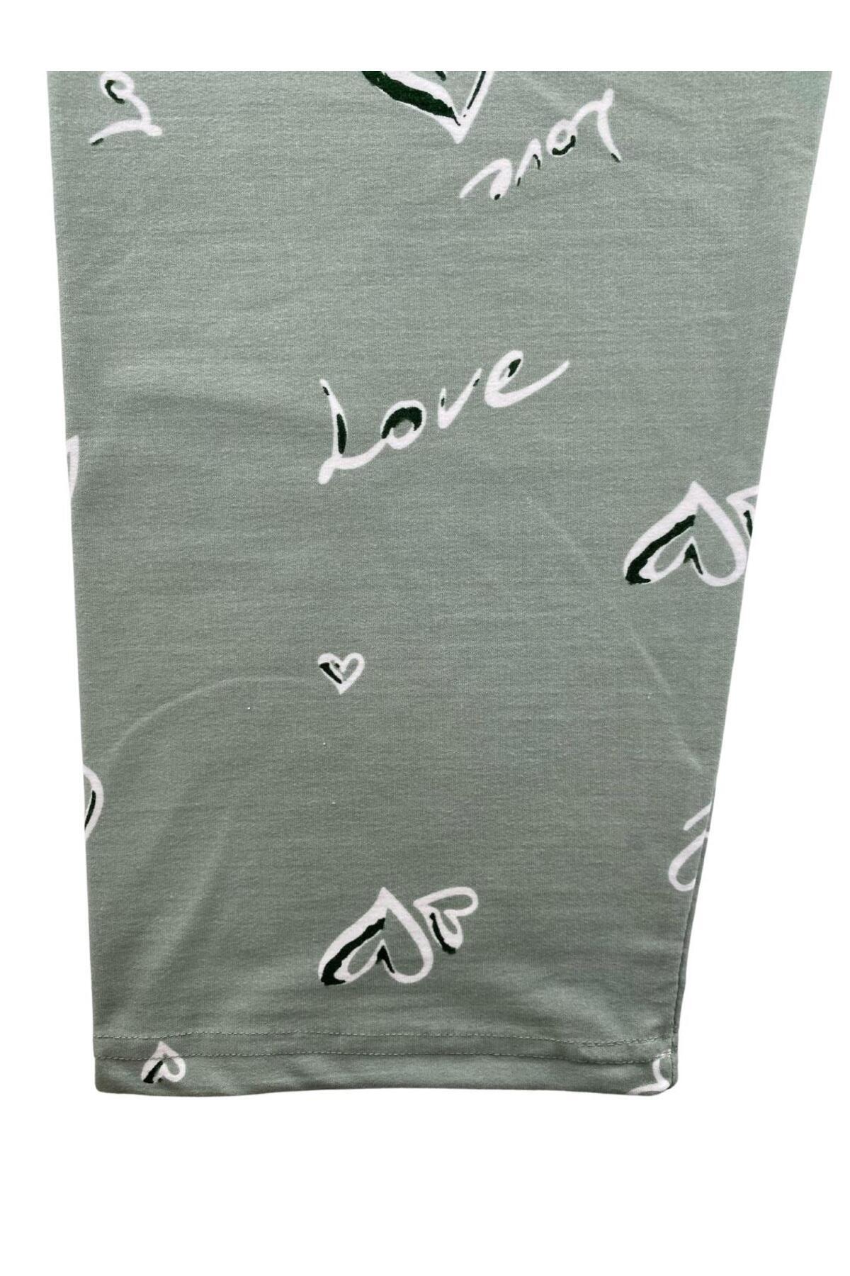 DoDe Flora-Women's Love Written Heart Patterned Pajama Bottoms Milan-10500 3