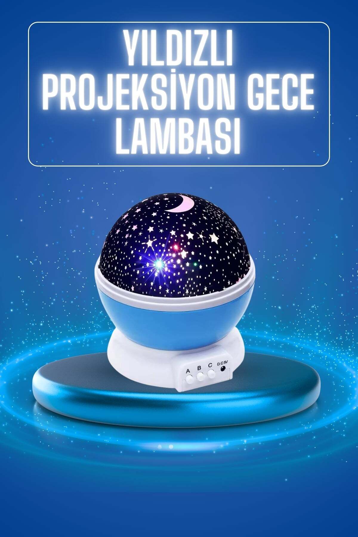 teknodayım Yıldızlı Gece Lambası Mor Projeksiyon Görünümlü Masa Lambası Renk Değiştirebilen