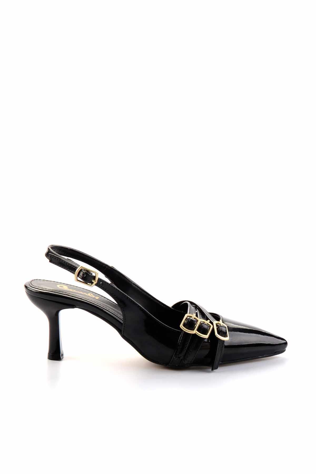 Bambi-Klassische Damenschuhe mit Absatz aus schwarzem Lackleder K 01206011108 2