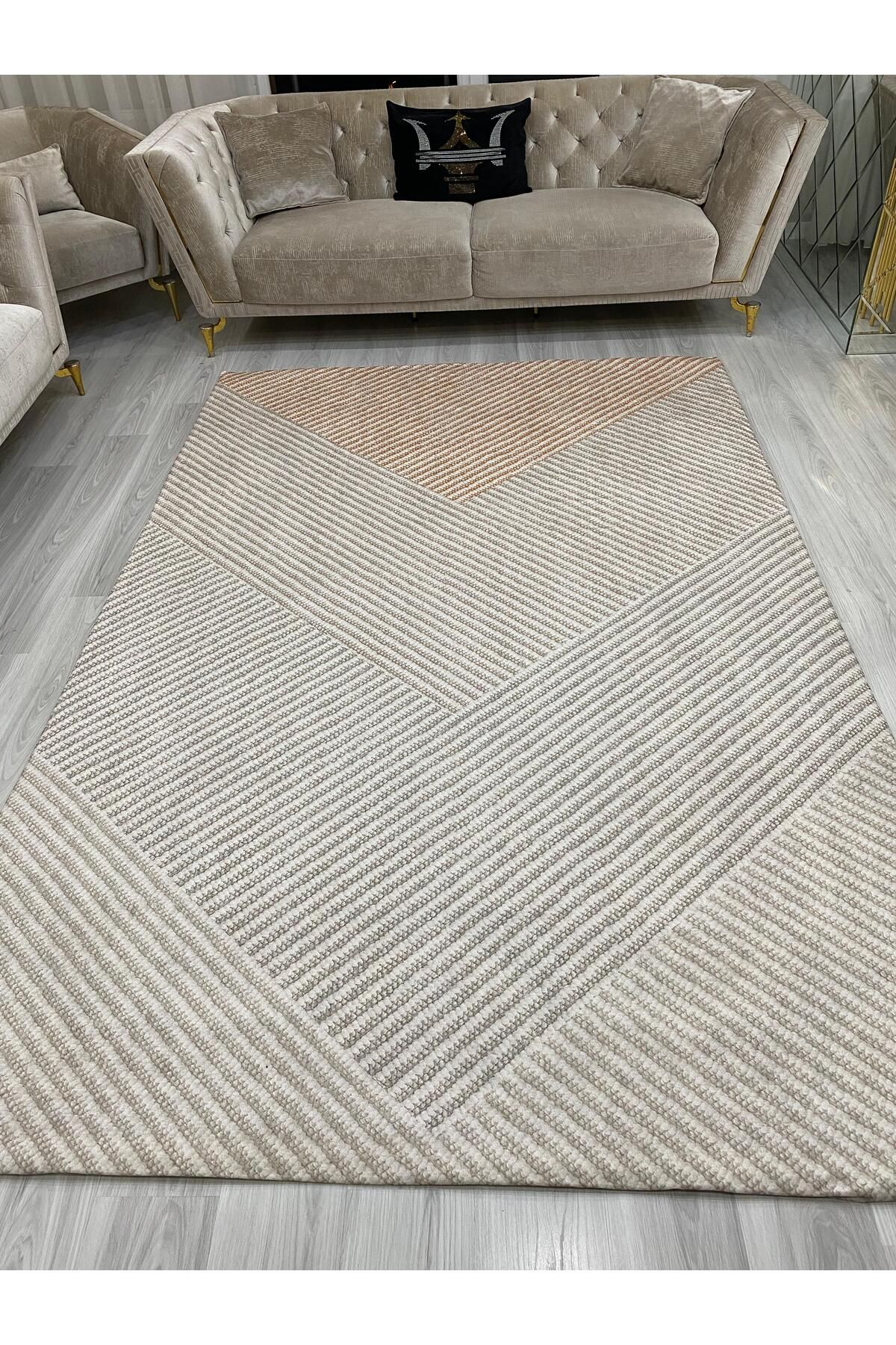 ALLGELSİN-Carpet Protection Cover Elastic Carpet Cover Washable Carpet Cover Modern Striped Cover Spongeless Cover 2
