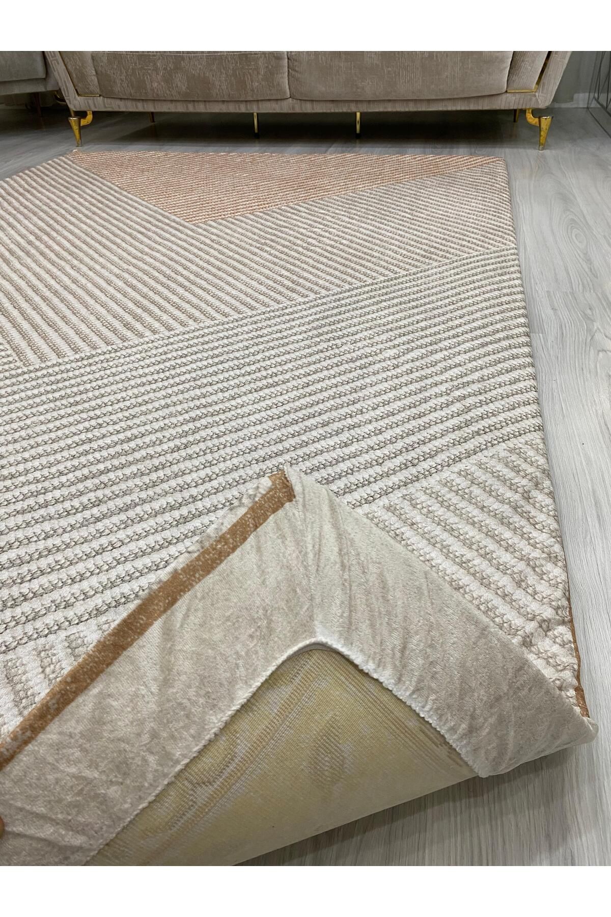 ALLGELSİN-Carpet Protection Cover Elastic Carpet Cover Washable Carpet Cover Modern Striped Cover Spongeless Cover 4