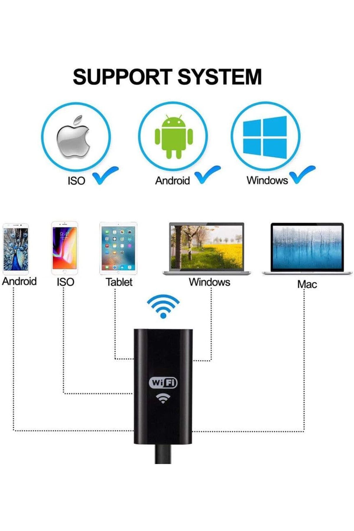 fulina-8mm WiFi Endoscope,500mAh,2m Cord,With 720P Resolutions,IP67 waterproof,for iOS,Android,Windows 4
