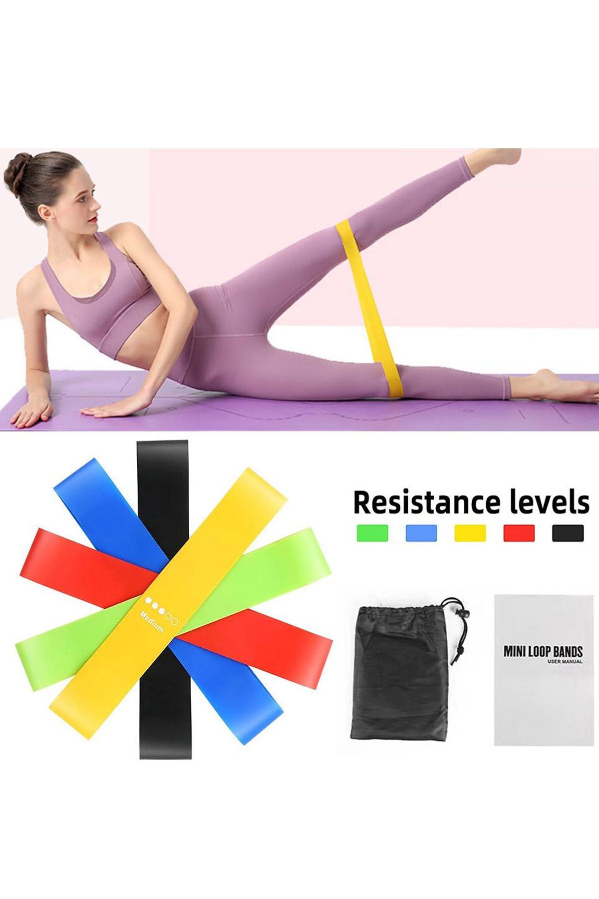 Jet-5 Different Levels Squat Band Set Resistance Rubber for Pilates and Aerobic Exercise 3