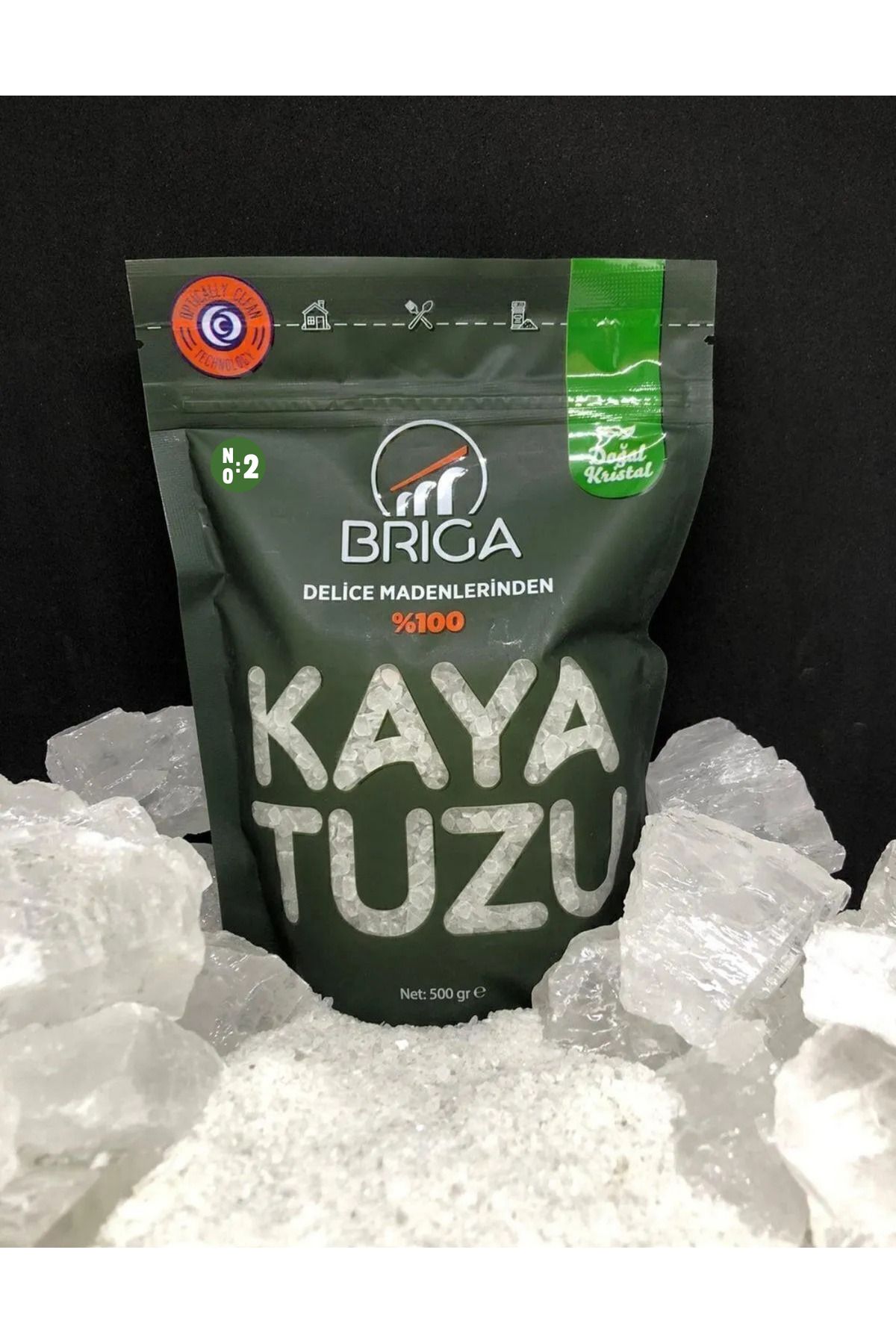 Briga Kaya Tuzu 500 gr Doğal Granül Kristal Kaya Tuzu No:2 1-2 Mm