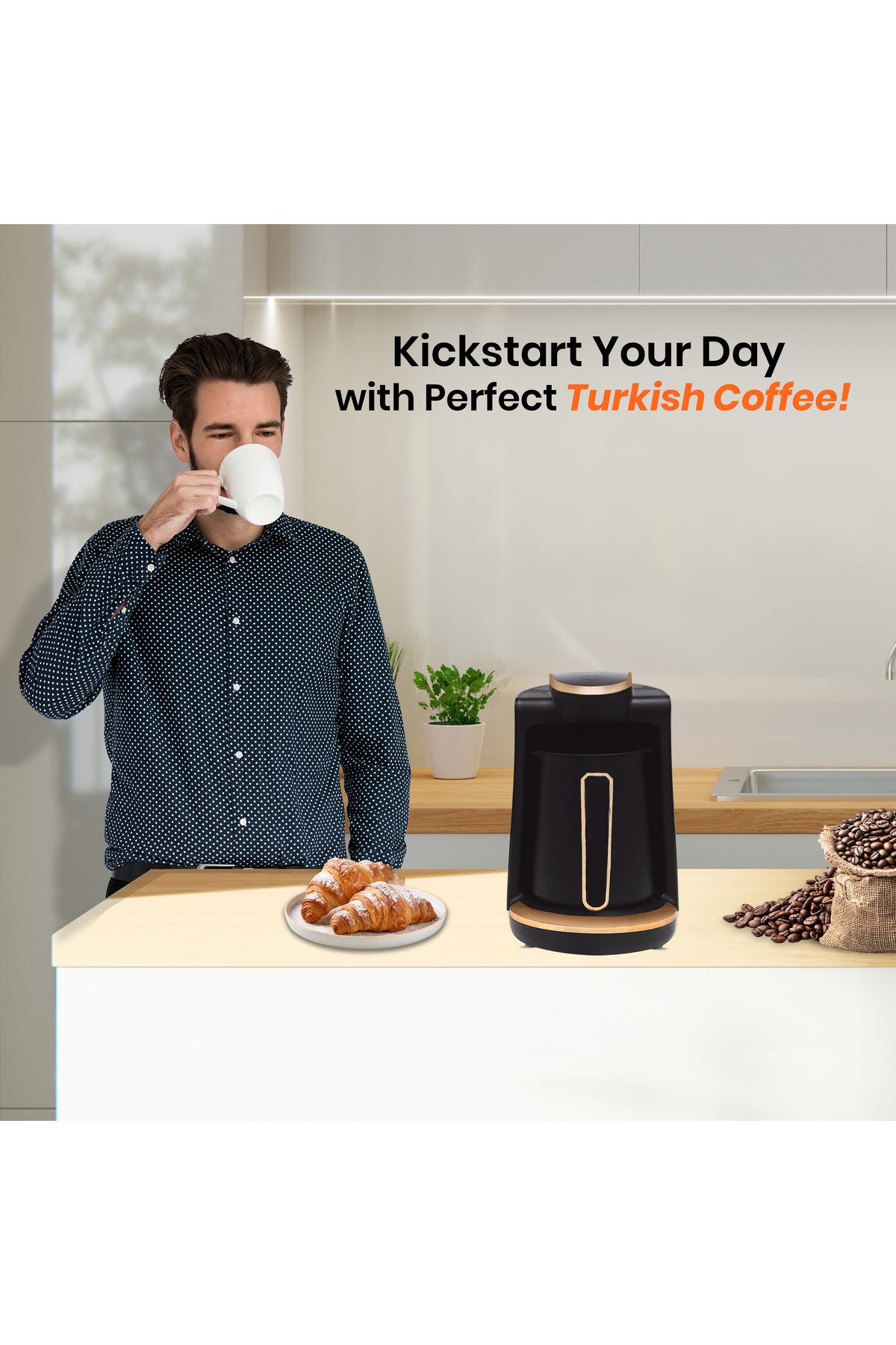 JINOU-Turkish Coffee Maker - 600w, Smart Touch, Premium Material, Non-stick Coating (2 COASTER SET FREE) 7