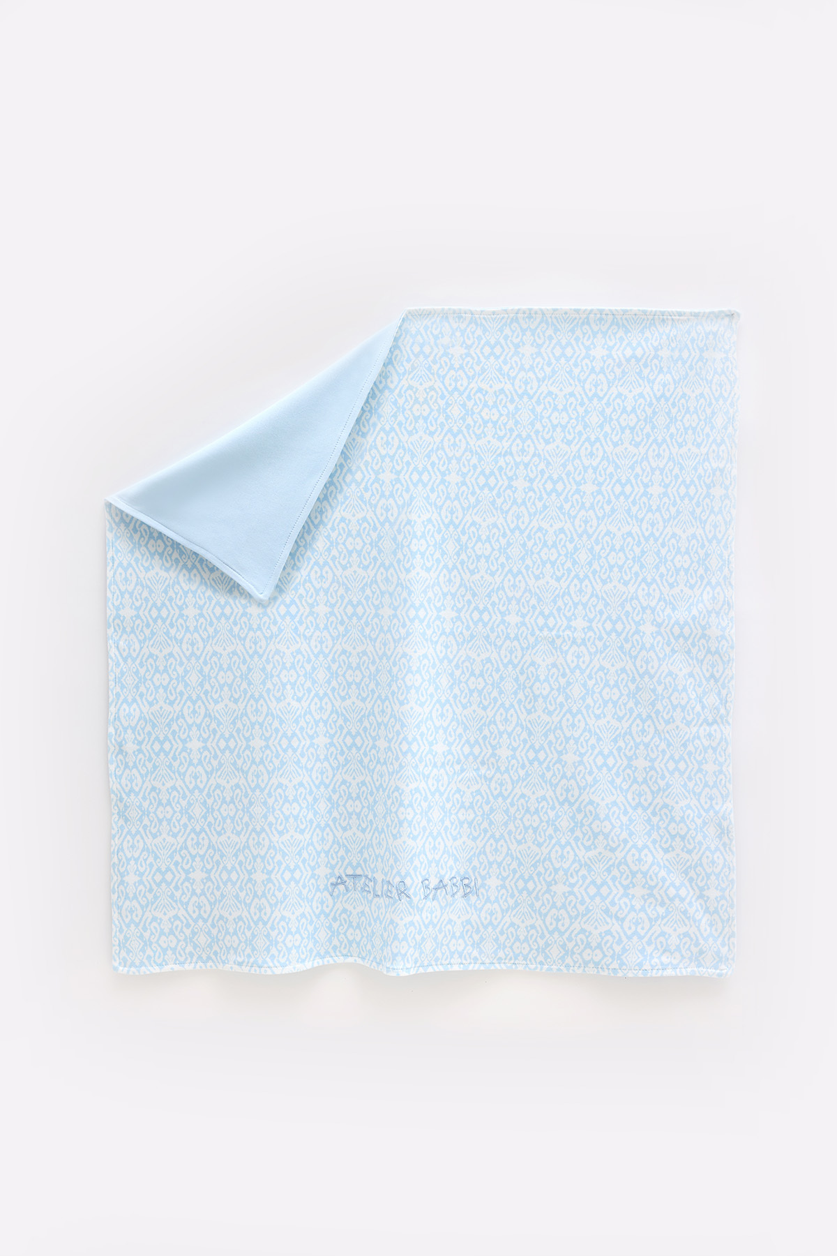 Atelier Babbi %100 Pamuk Çift Taraflı Bebek Battaniyesi - İkat / Mavi fotoğrafı 2 (önizleme)