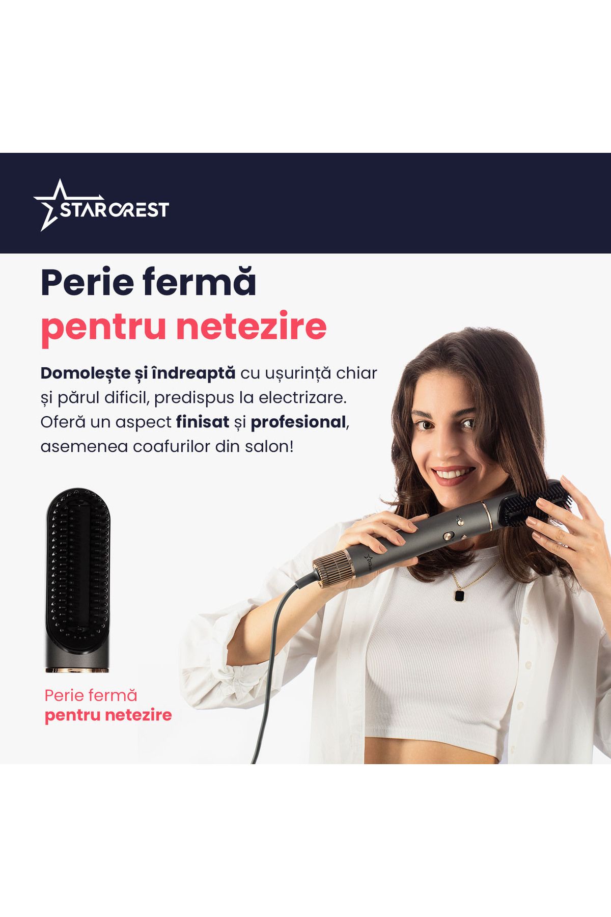 STARCREST-Uscator de par profesional STARCREST SHD-5-1, 1300 W, 4 Accesorii incluse, 3 Trepte de viteza 6