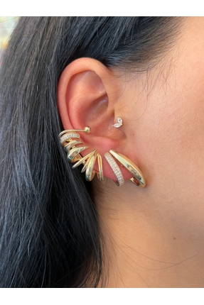 Lumiere Gold Zirkon Taşlı Çoklu Küpe