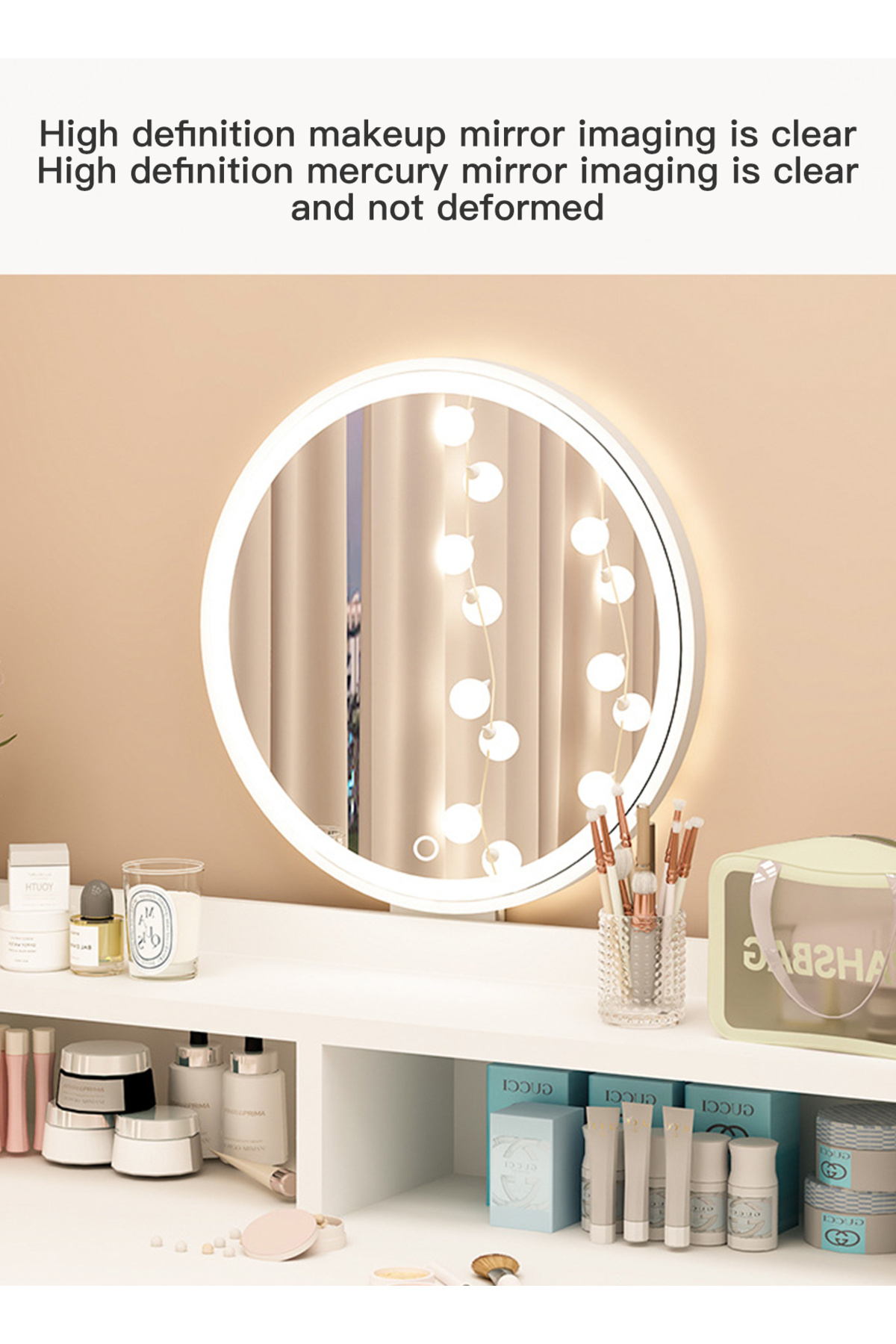 sharpdo-Modern Minimalist Bedroom Dressing Table With LED Mirror 3