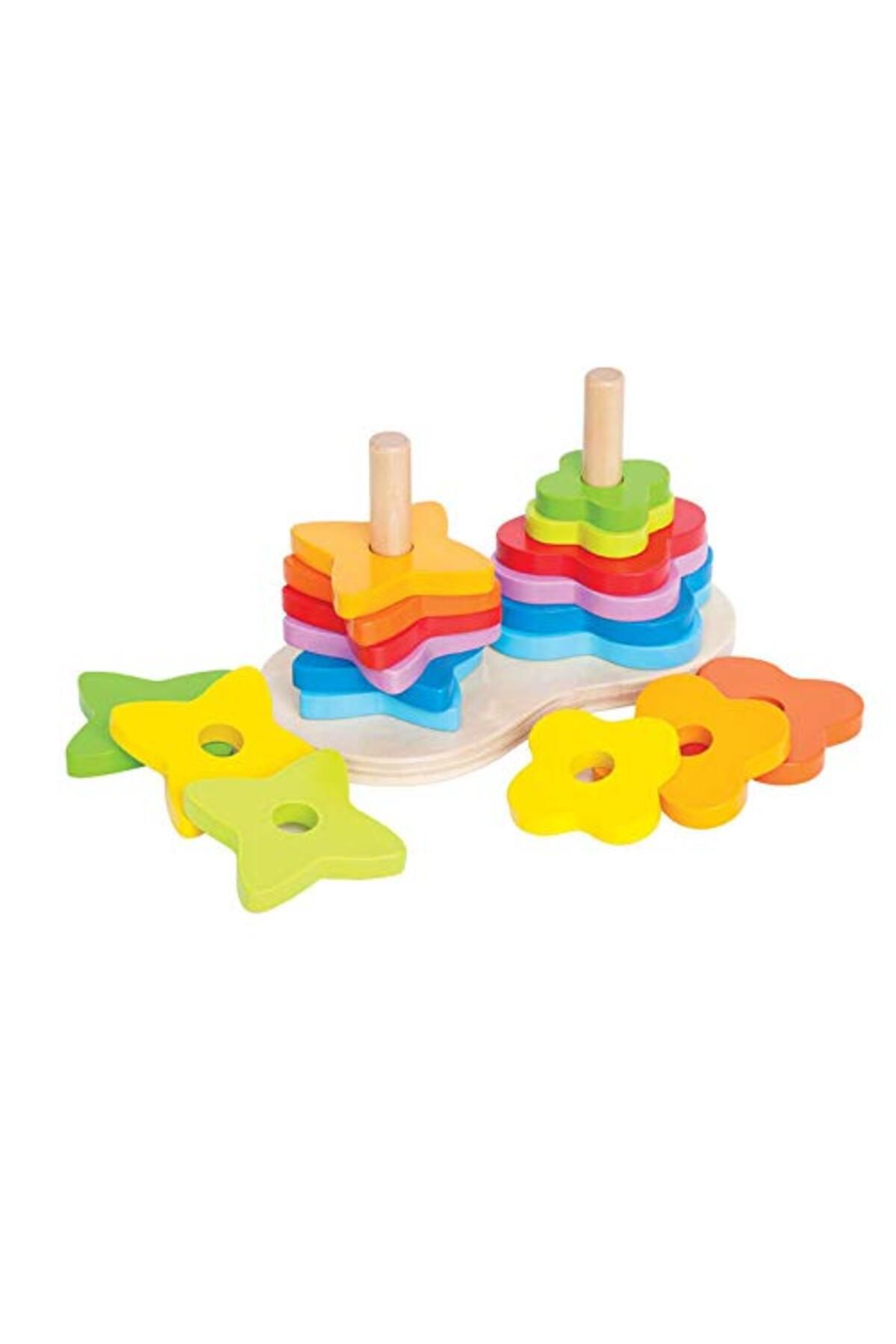 Hape-Double Rainbow Stacker Playset Wooden Stacking 19 Pcs Stacker Playset Ages 1 Year+ 2