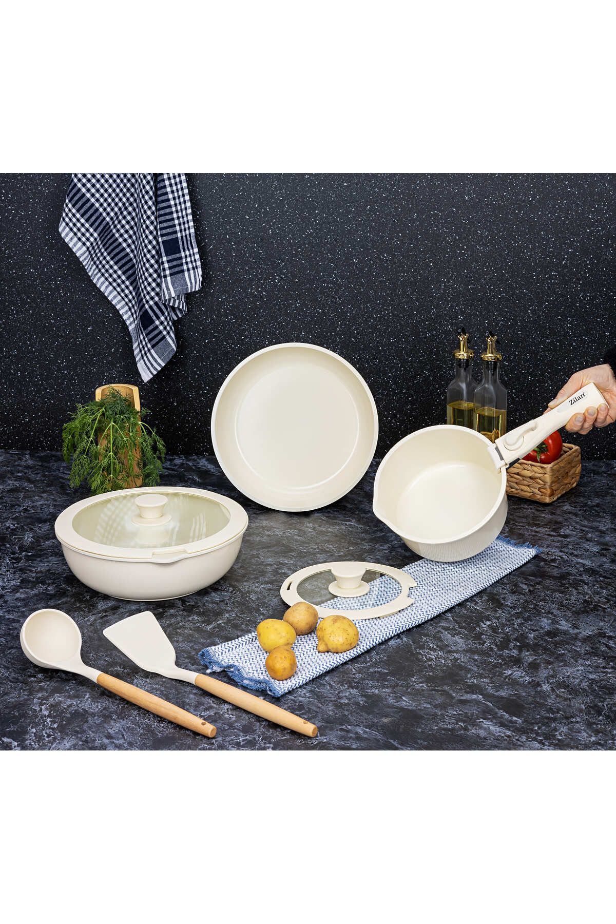 Zilan-Zilan ZLN0965 8-piece cookware set, 5 layers of material, oven-safe 12