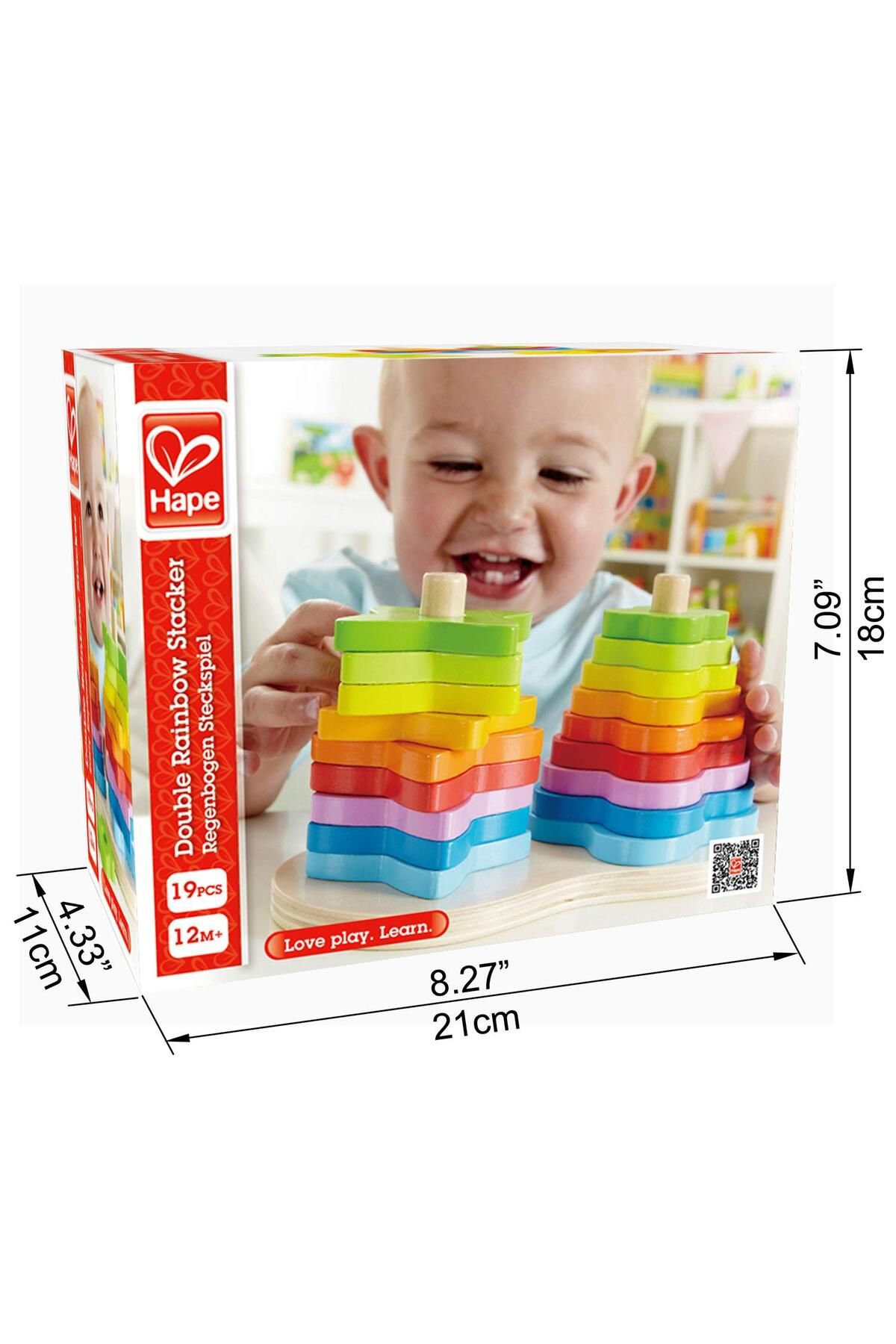 Hape-Double Rainbow Stacker Playset Wooden Stacking 19 Pcs Stacker Playset Ages 1 Year+ 4