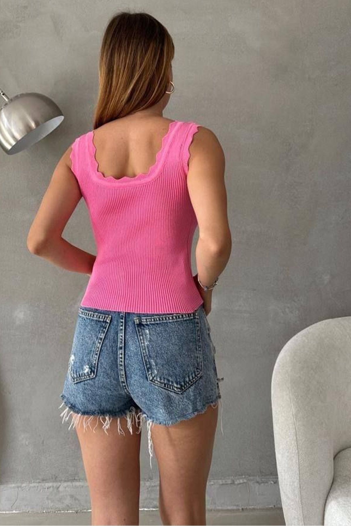 bayansepeti-Women's Soft Textured Summer Pink Knitwear Blouse 0304 2