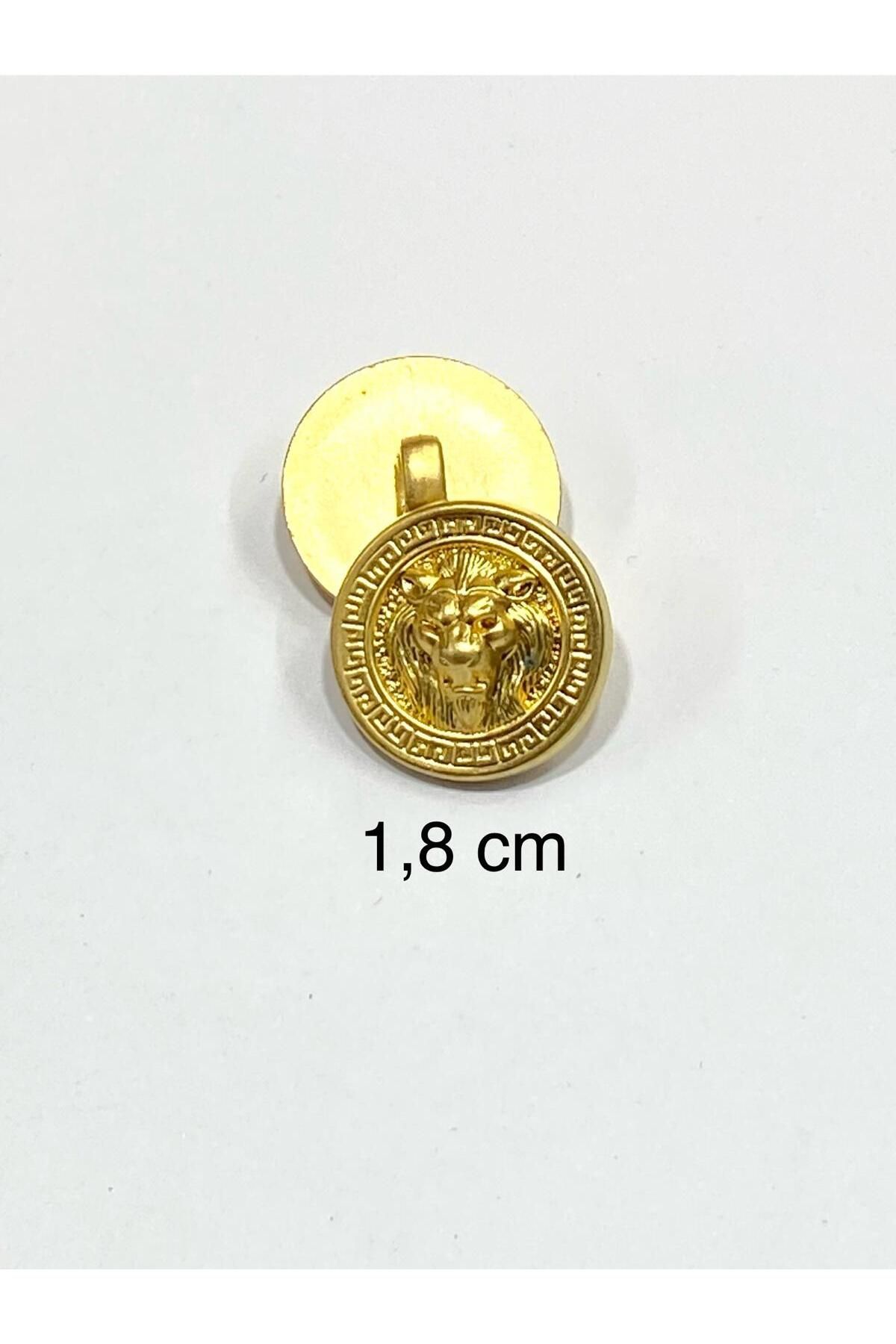 karantuhafiye-Lion Model Metallized (Plastic) Button Set / Set of 6 / 1.8 cm / Gold 3