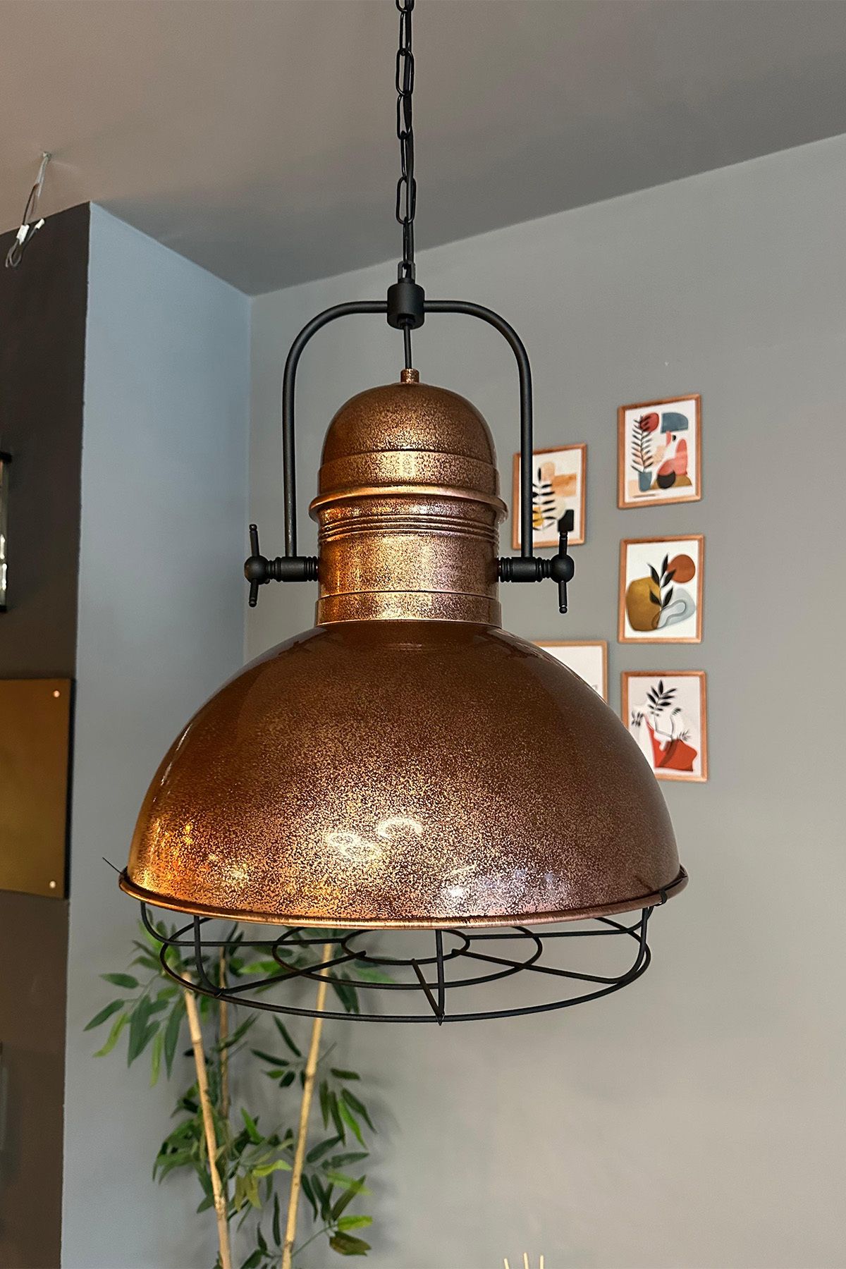 Bamyum-Copper Color Single Pendant Lamp Chandelier Rustic Lamp Models Living Room Kitchen Hairdresser Patisserie Chandeliers 5