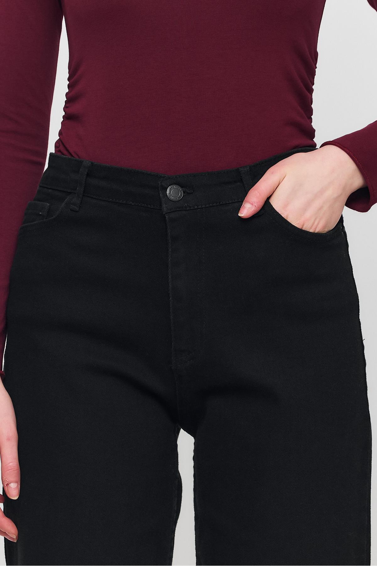 Rays  11104 Likralı Bol Paça Pantolon Siyah - Görsel 4