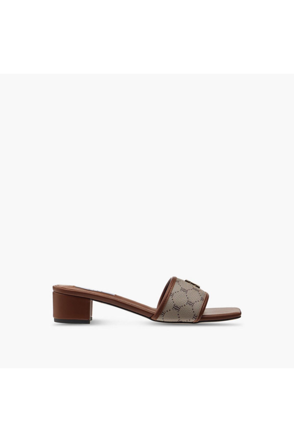 ELLE-Women's Monogram Print Slip-On Sandals with Block Heels 3