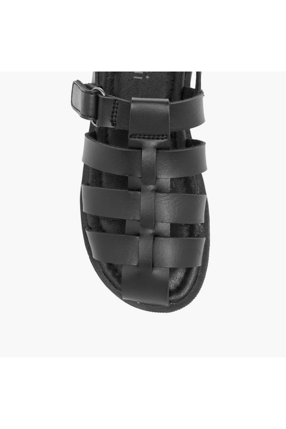 Mister Duchini-Solid Cage Sandals with Hook and Loop Closure 3