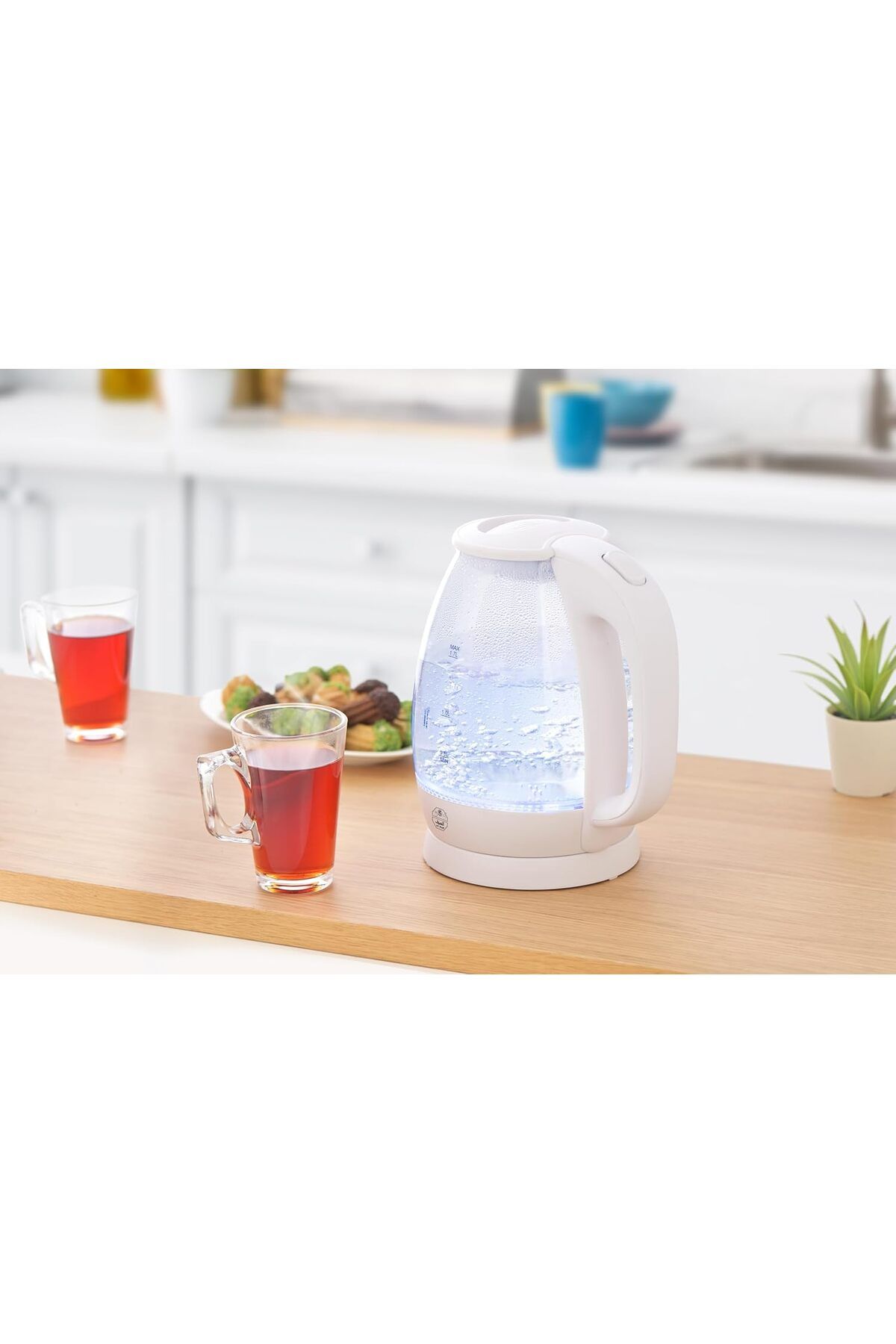 COOYA-2200W Electric Glass Kettle with LED Glow Indicator,automatically turns off when water boils,1.7 L 5