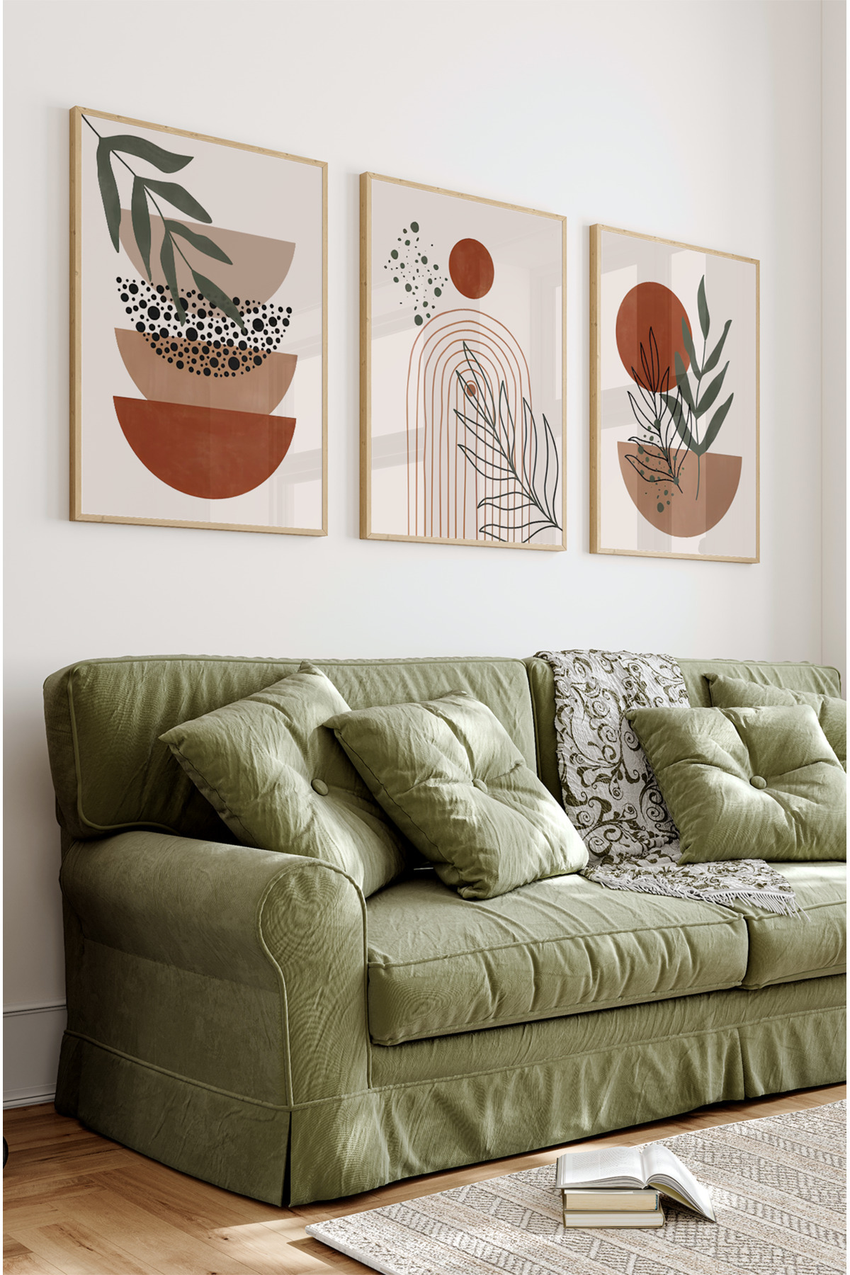 Ahşap Çerçeveli Mdf Tablo Seti Salon Ve Oturma Odası İçin ÇT3007