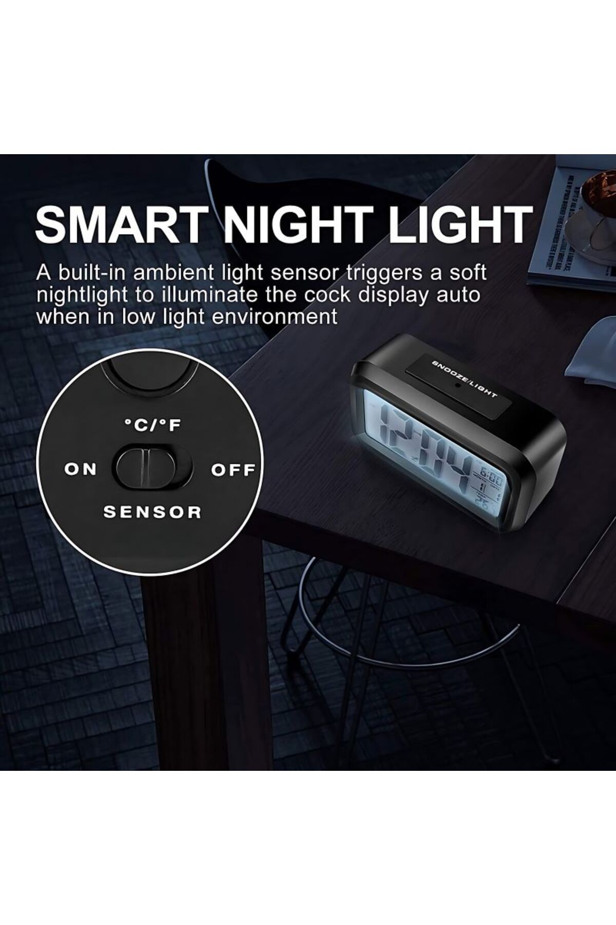 Other-Digital Table Alarm Clock - Bedside Smart Desk Timepiece for Heavy Sleepers Students 6