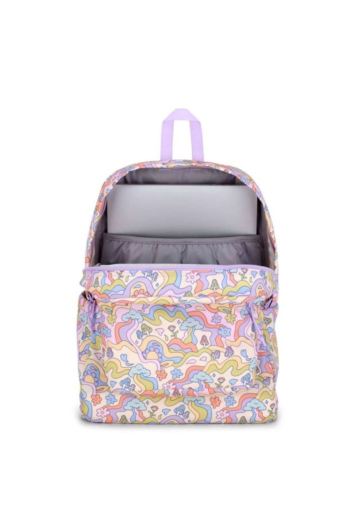 Jansport-Purple printed backpack JanSport SuperBreak Plus Groovy Guides 3