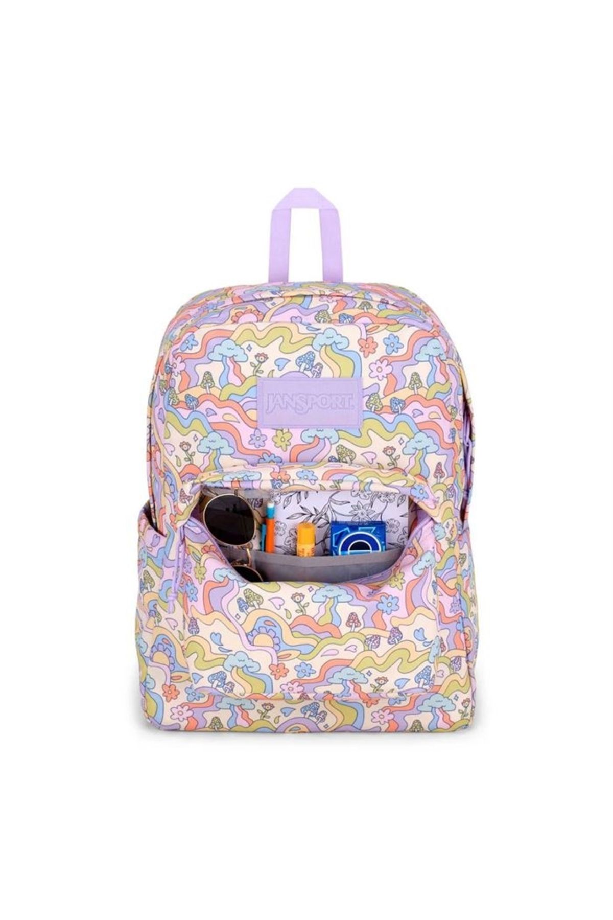 Jansport-Purple printed backpack JanSport SuperBreak Plus Groovy Guides 6