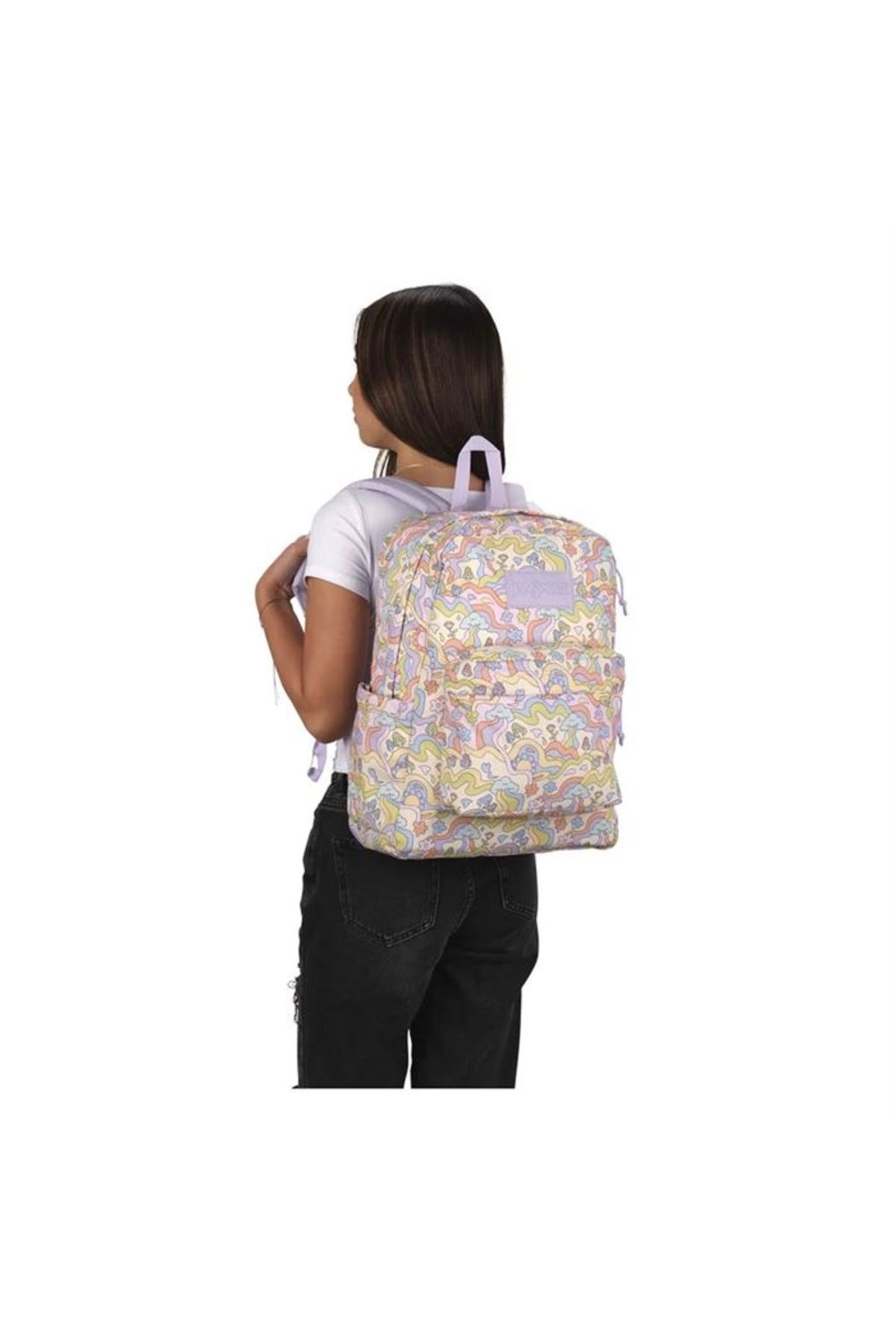Jansport-Purple printed backpack JanSport SuperBreak Plus Groovy Guides 7