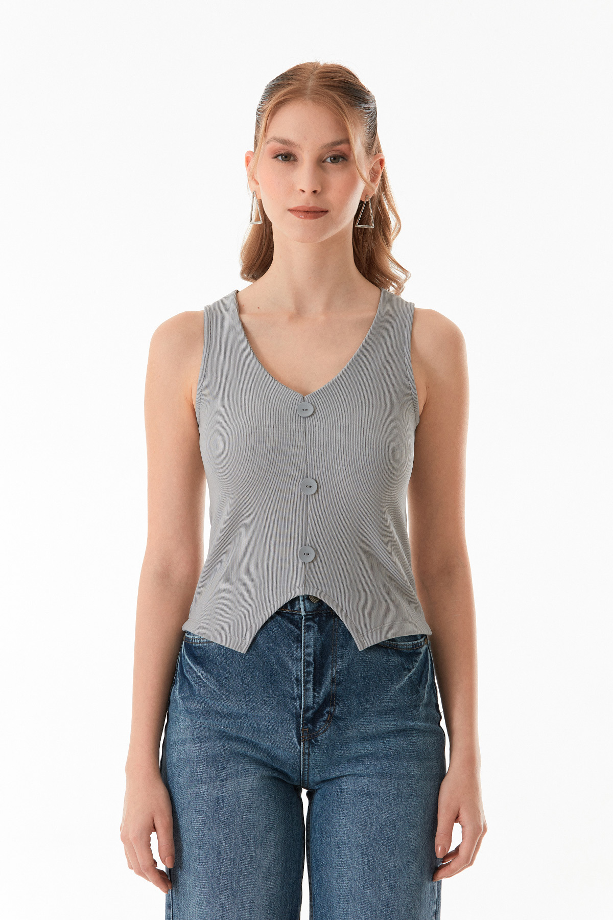 Fulla Moda-Basic Corded Buttoned Vest 8