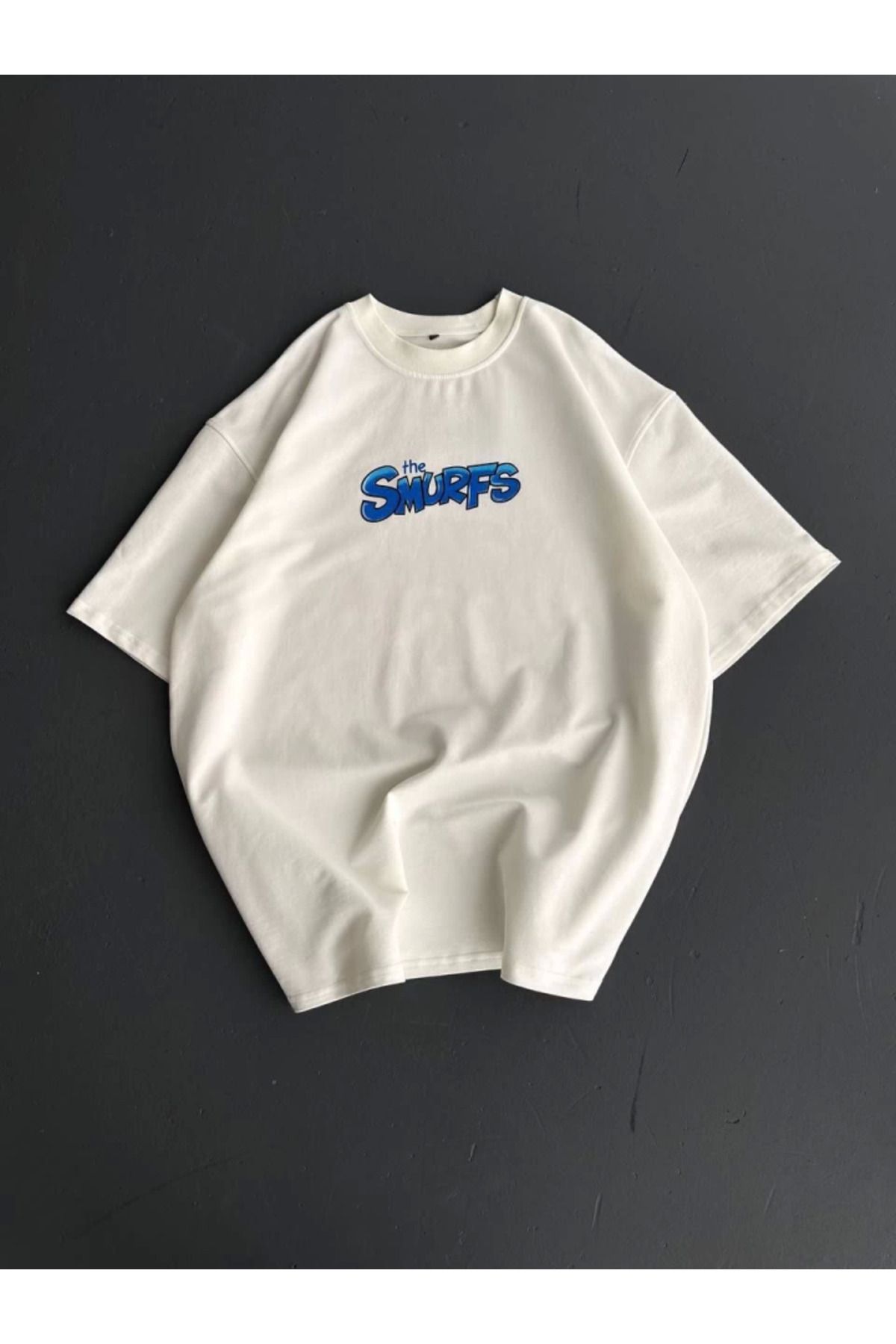 Deridün Yıldız Shoes Ön Ve Arka Baskılı Oversize Bisiklet Yaka T-shirt- Beyaz