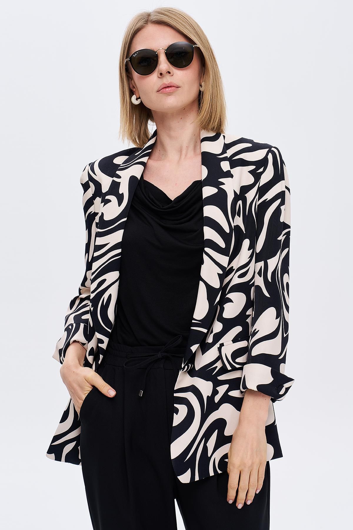 Journey-Relaxed Fit Jacket - Shawl Collar, Sleeve Top Slit and Button 2