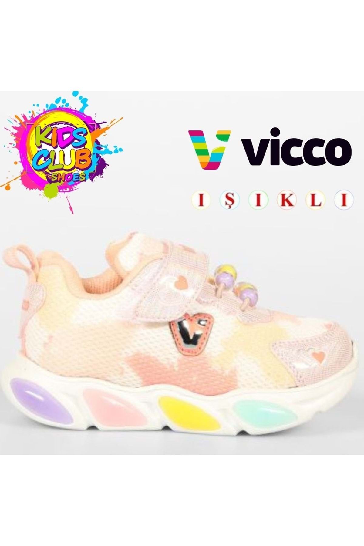 Kids Club Shoes Vicco Gelato Işıklı Ortopedik Çocuk Spor Ayakkabı PUDRA
