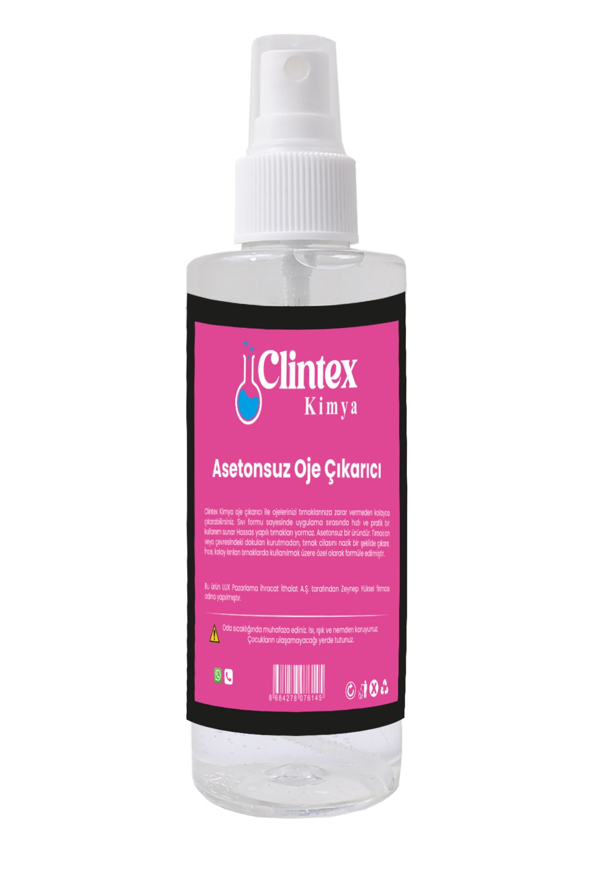 Clintex Kimya Spreyli Asetonsuz Oje Çıkarıcı 200 ML