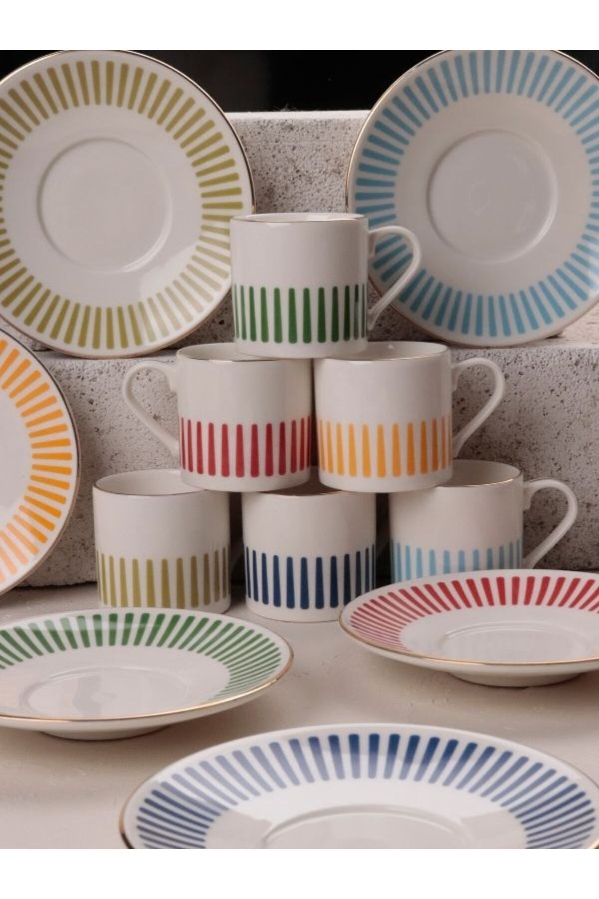 Viyalente-Porcelain Alya 12 Piece Mix Coffee Set 5