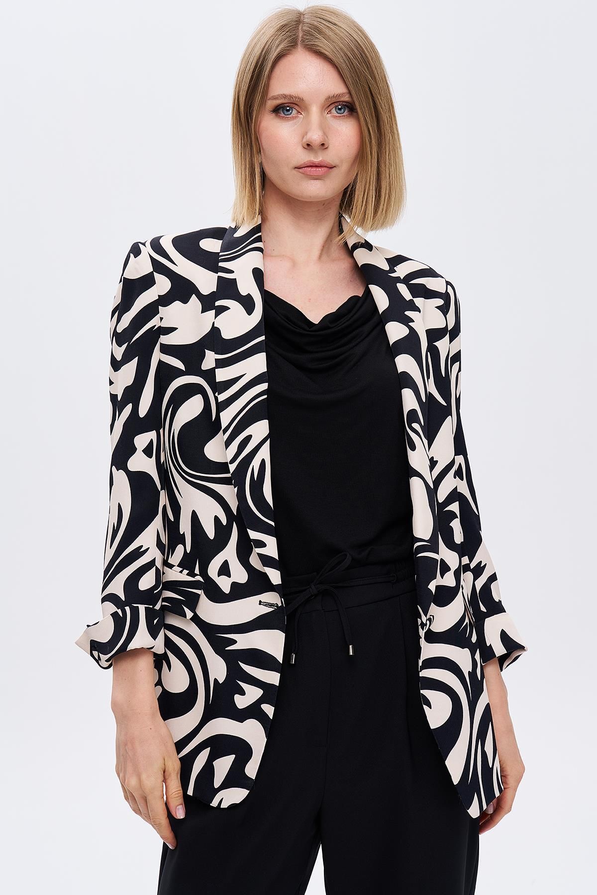 Journey-Relaxed Fit Jacket - Shawl Collar, Sleeve Top Slit and Button 1