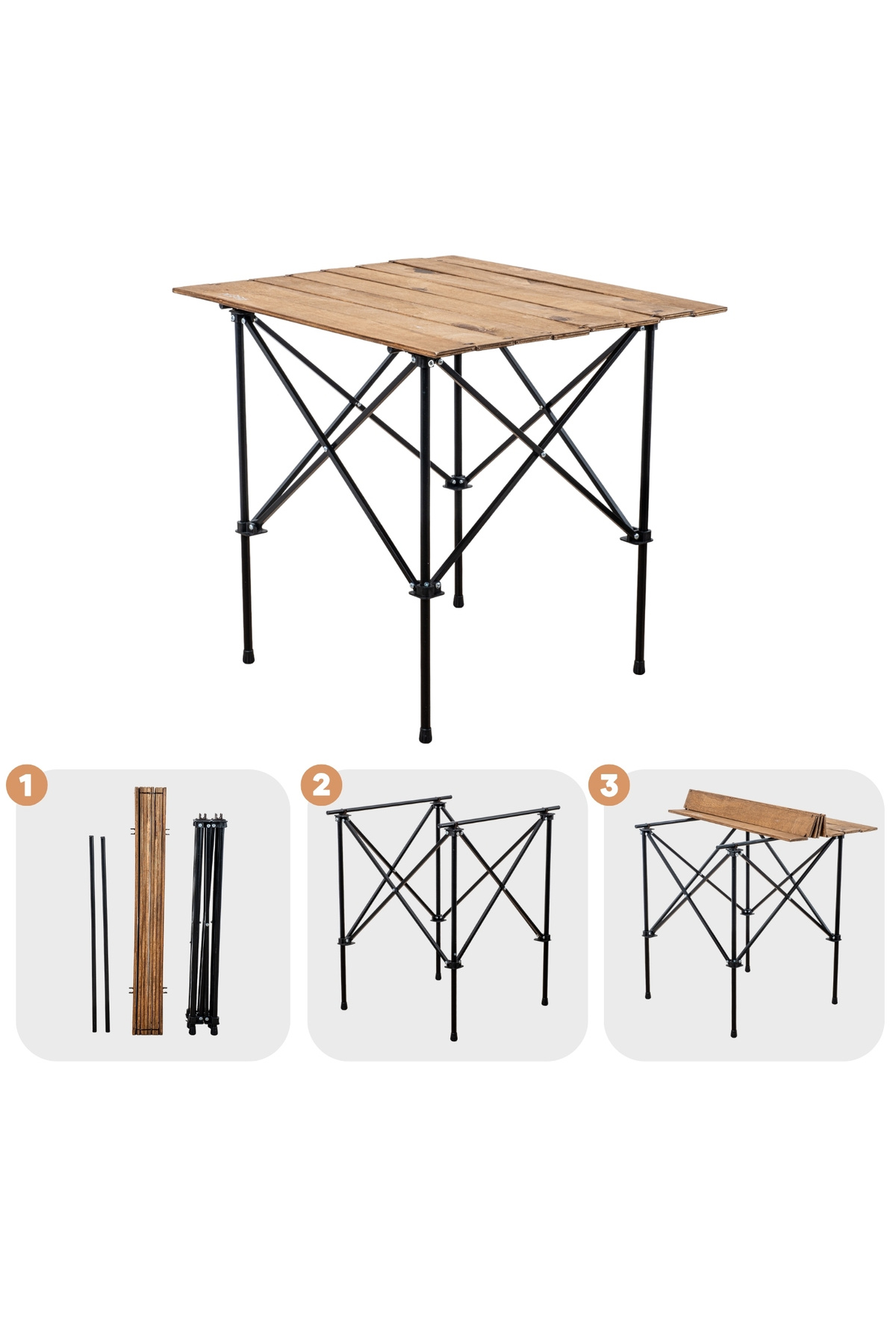 El Biz Katlanabilir Ahşap Kamp ve Piknik Masası - Akordion - (54023)