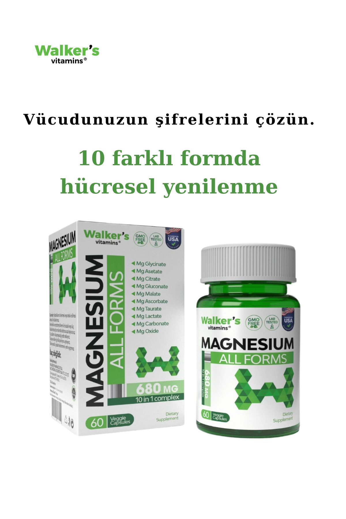 Walkers-Magnesium All Forms (Chlorate, Malate, Bisglycogenate, Taurate, Lactate, Ascorbate, Glutonate, (3 Boxes) 3